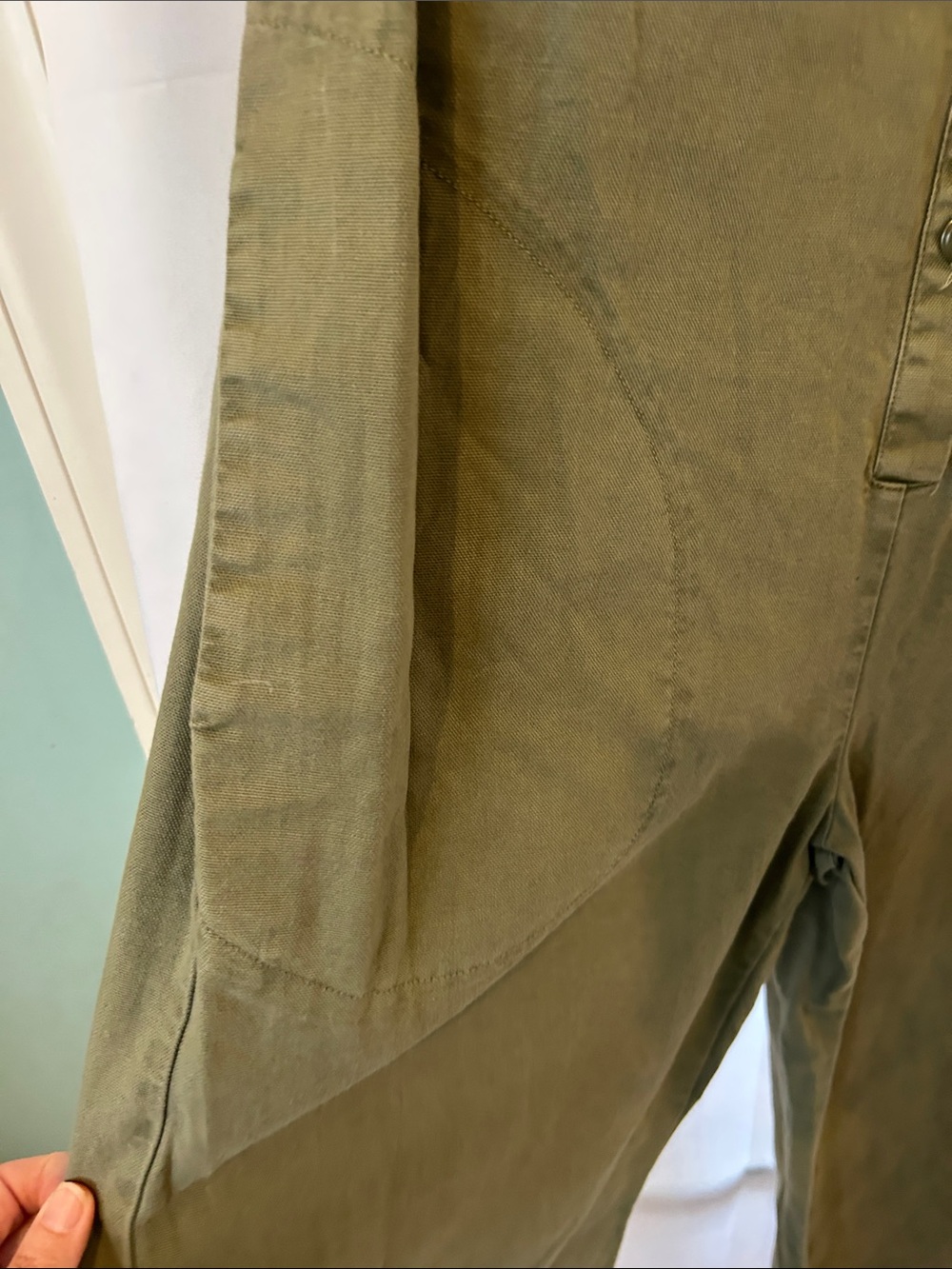 The Great. Army Green scoop neck jumpsuit cropped size 1 Small coastal chic - Picture 5 of 12
